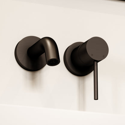 Luxe Deep Bronze Short Projection Wall Mounted Basin Mixer Tap