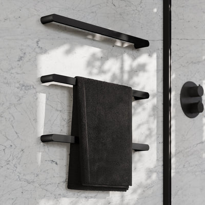 Luxe Matte Black 3 Bar Towel Rail 600mm