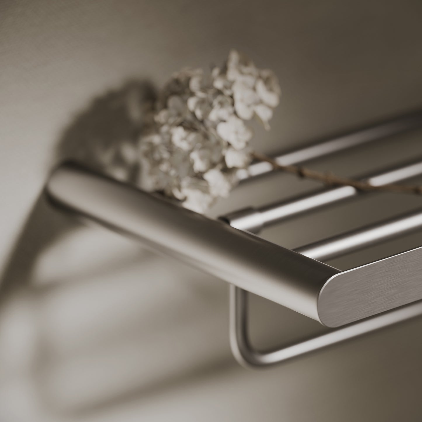 Luxe Brushed Stainless Towel Shelf With Rail 600mm