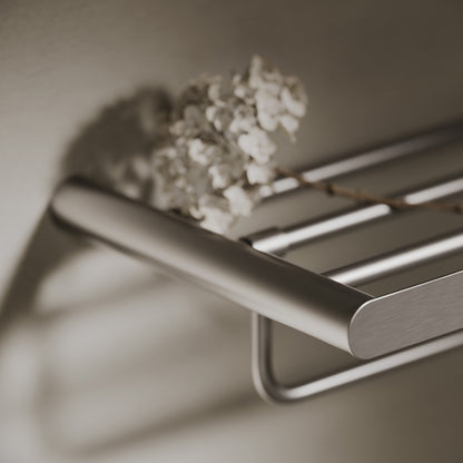 Luxe Brushed Stainless Towel Shelf With Rail 600mm