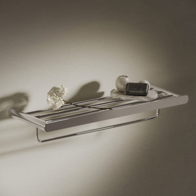 Lusso Chrome Luxe Towel Shelf With Rail 600mm