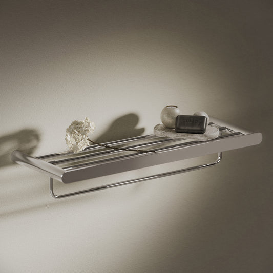 Lusso Chrome Luxe Towel Shelf With Rail 600mm