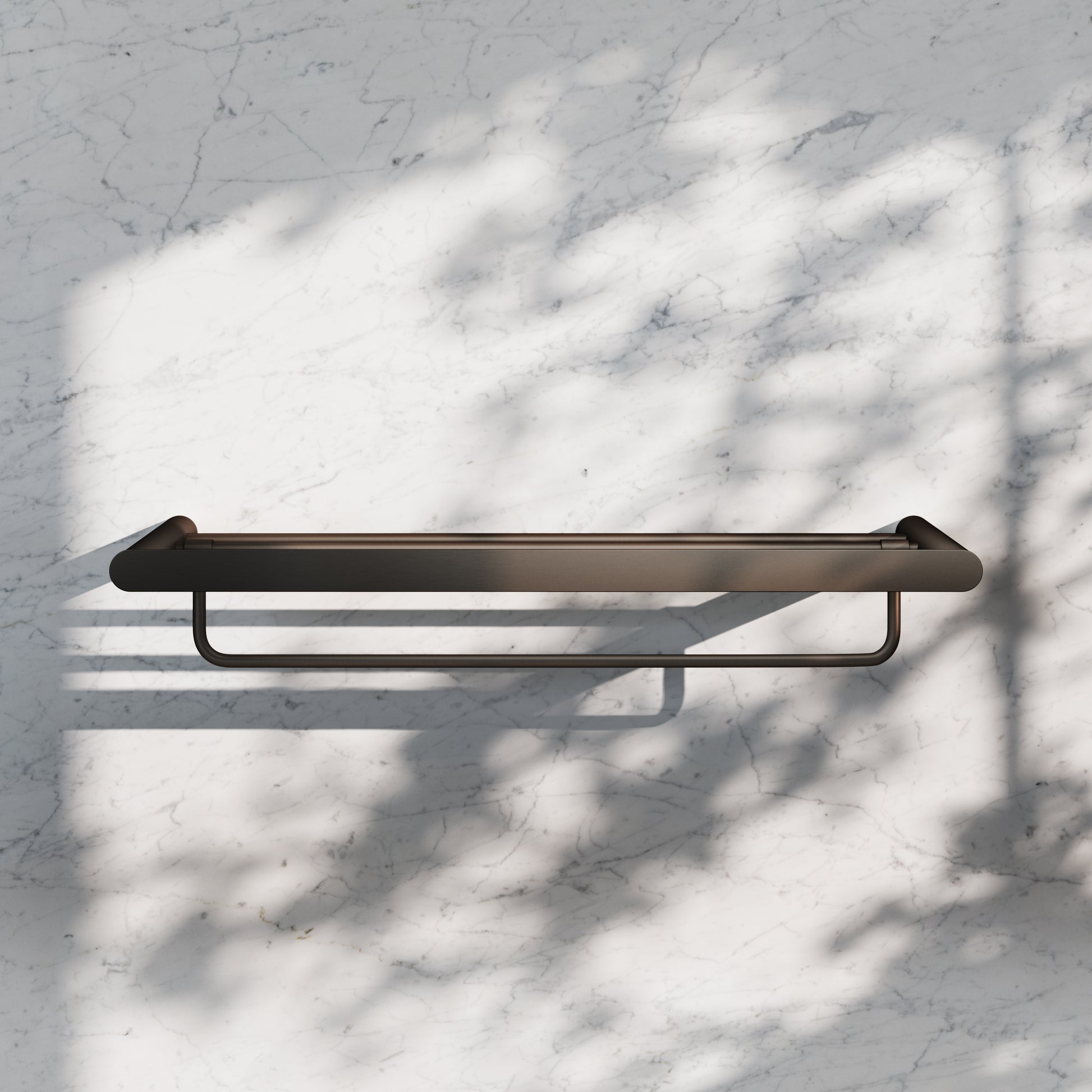 Luxe Deep Bronze Towel Shelf With Rail 600mm