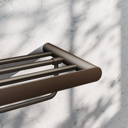 Luxe Deep Bronze Towel Shelf With Rail 600mm