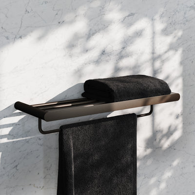 Luxe Deep Bronze Towel Shelf With Rail 600mm