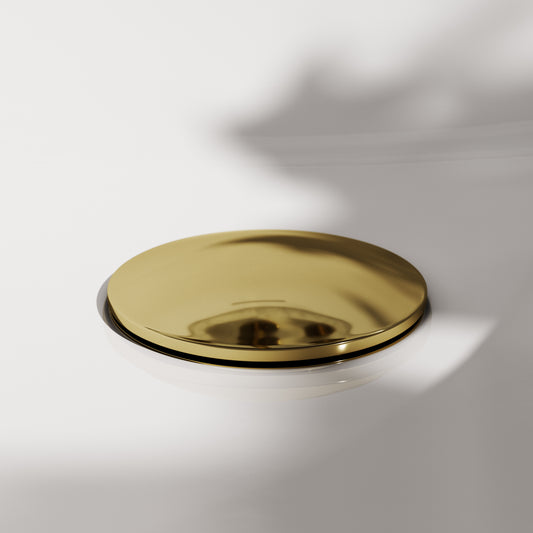 Luxe Polished Brass Unslotted Click Clack Basin Waste