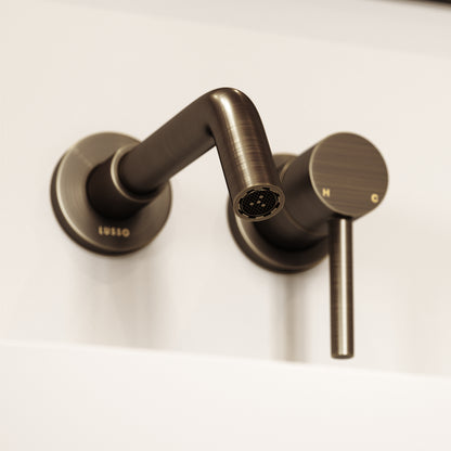 Luxe Wall Mounted Basin Mixer Tap Brushed Bronze