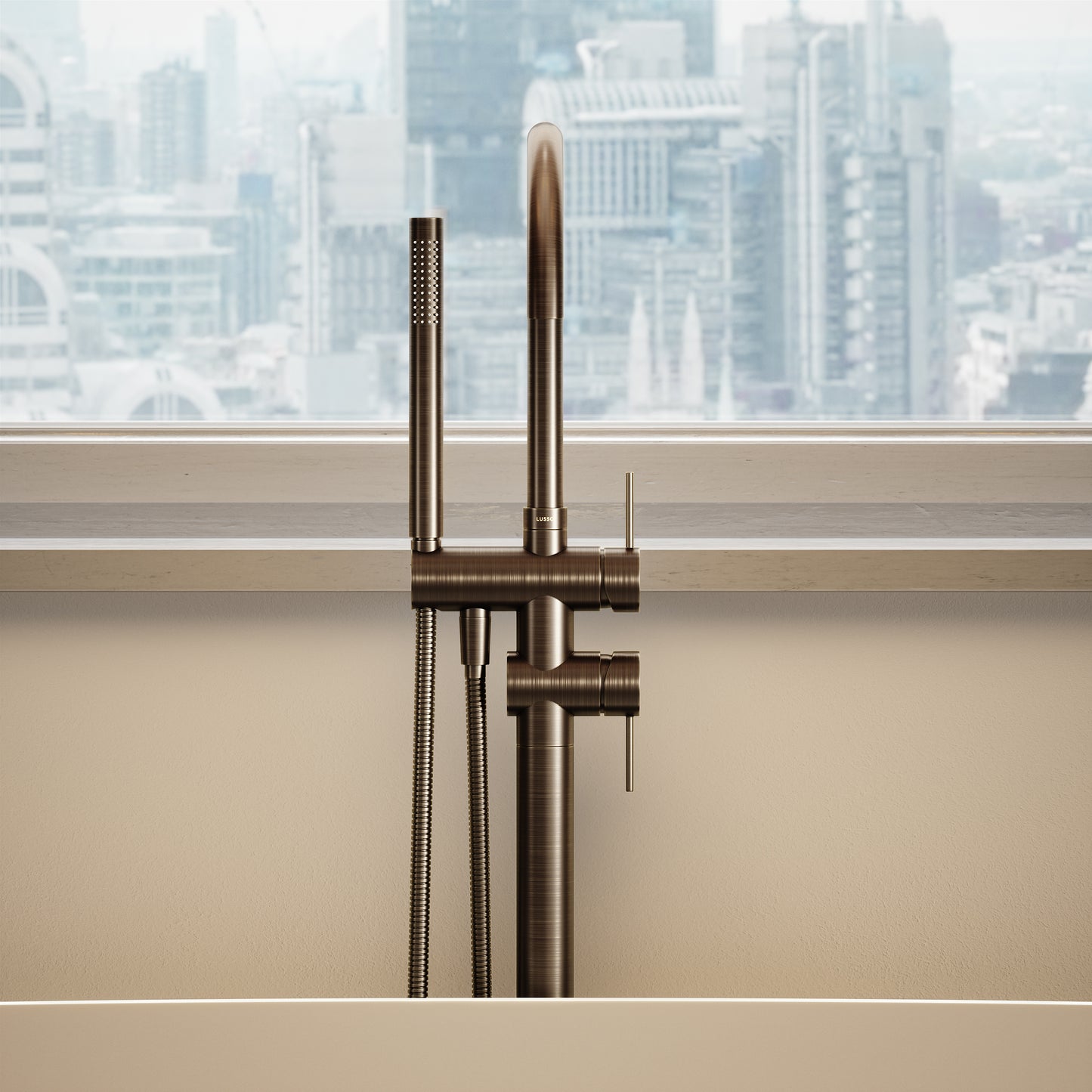 Luxe Brushed Bronze Floorstanding Bath Shower Mixer Tap