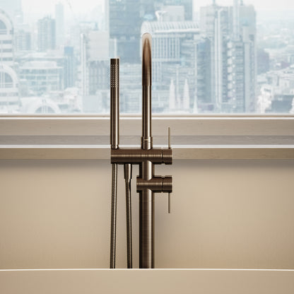 Luxe Brushed Bronze Floorstanding Bath Shower Mixer Tap
