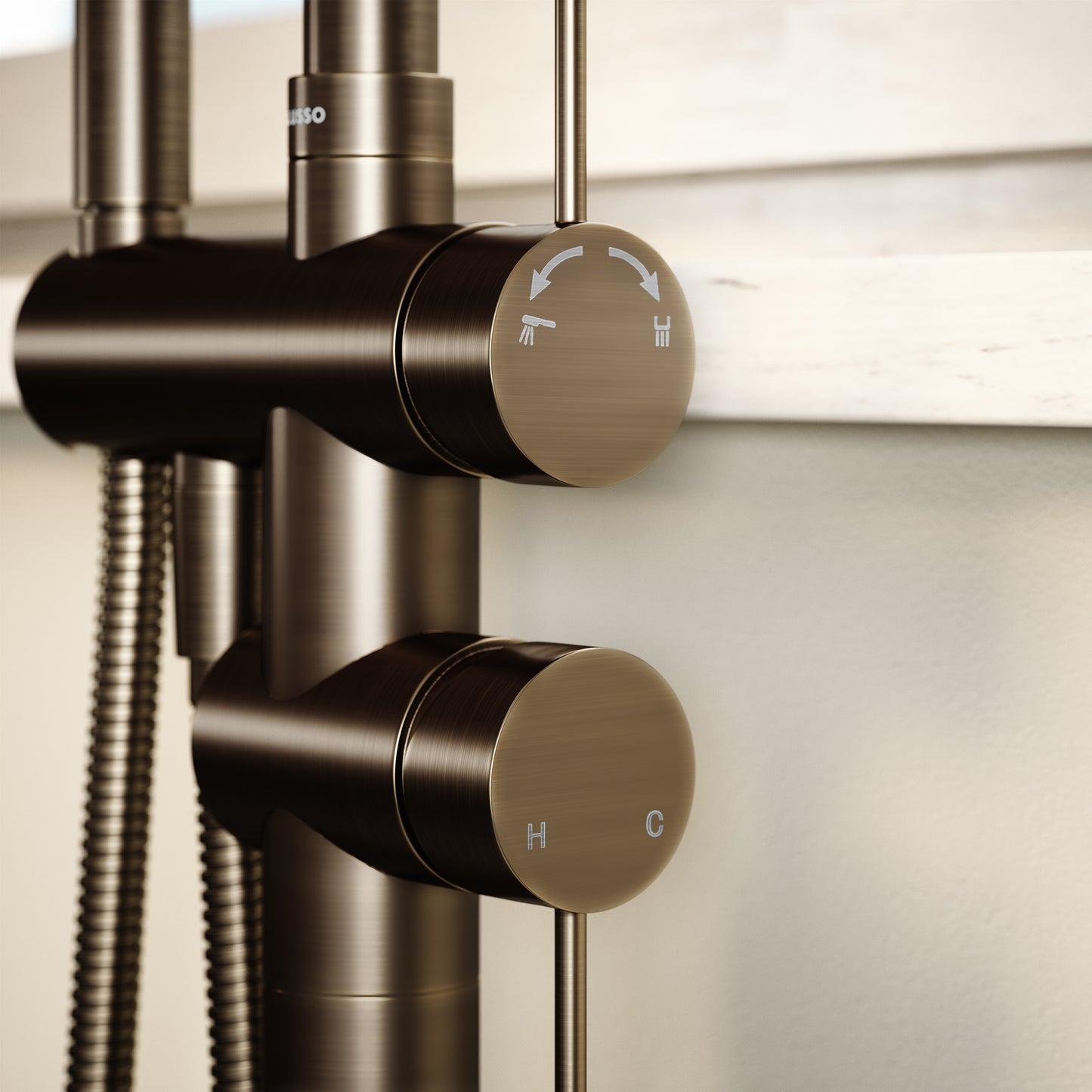 Luxe Brushed Bronze Floorstanding Bath Shower Mixer Tap