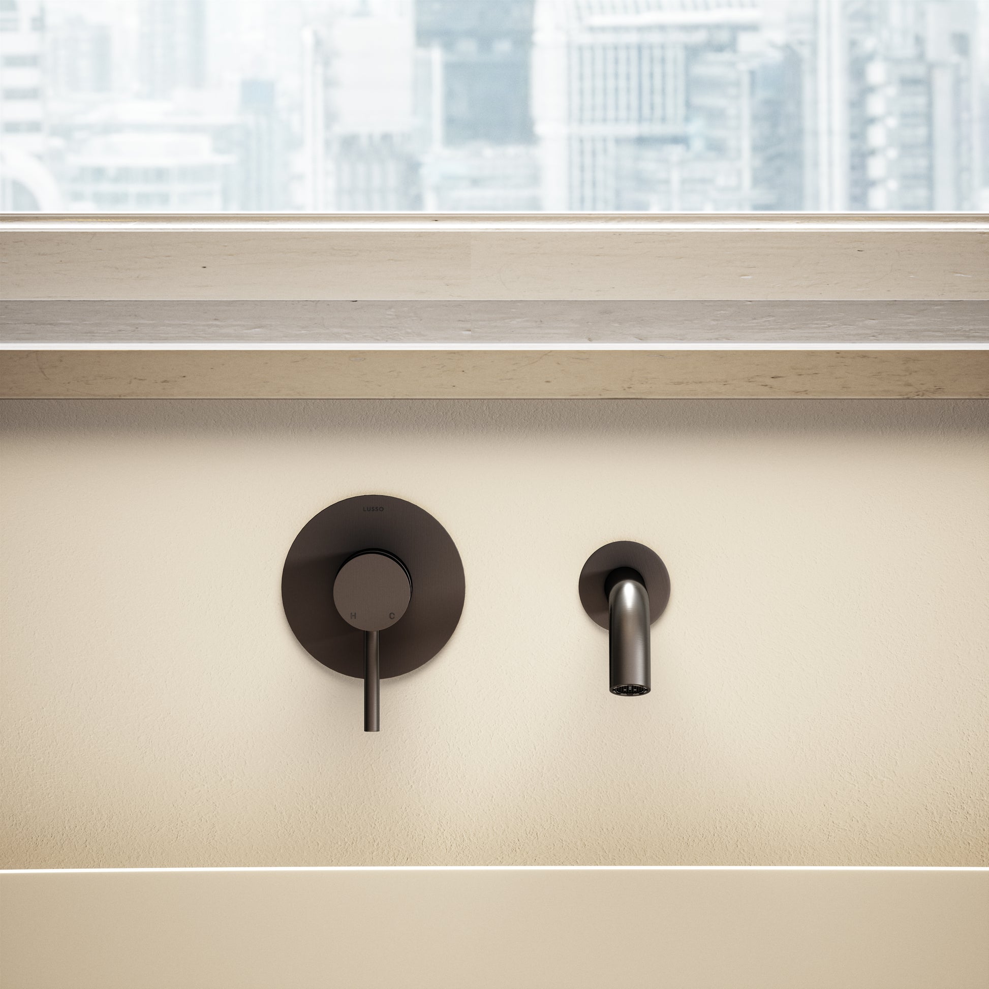 Luxe Deep Bronze Wall Mounted Bath Mixer Tap