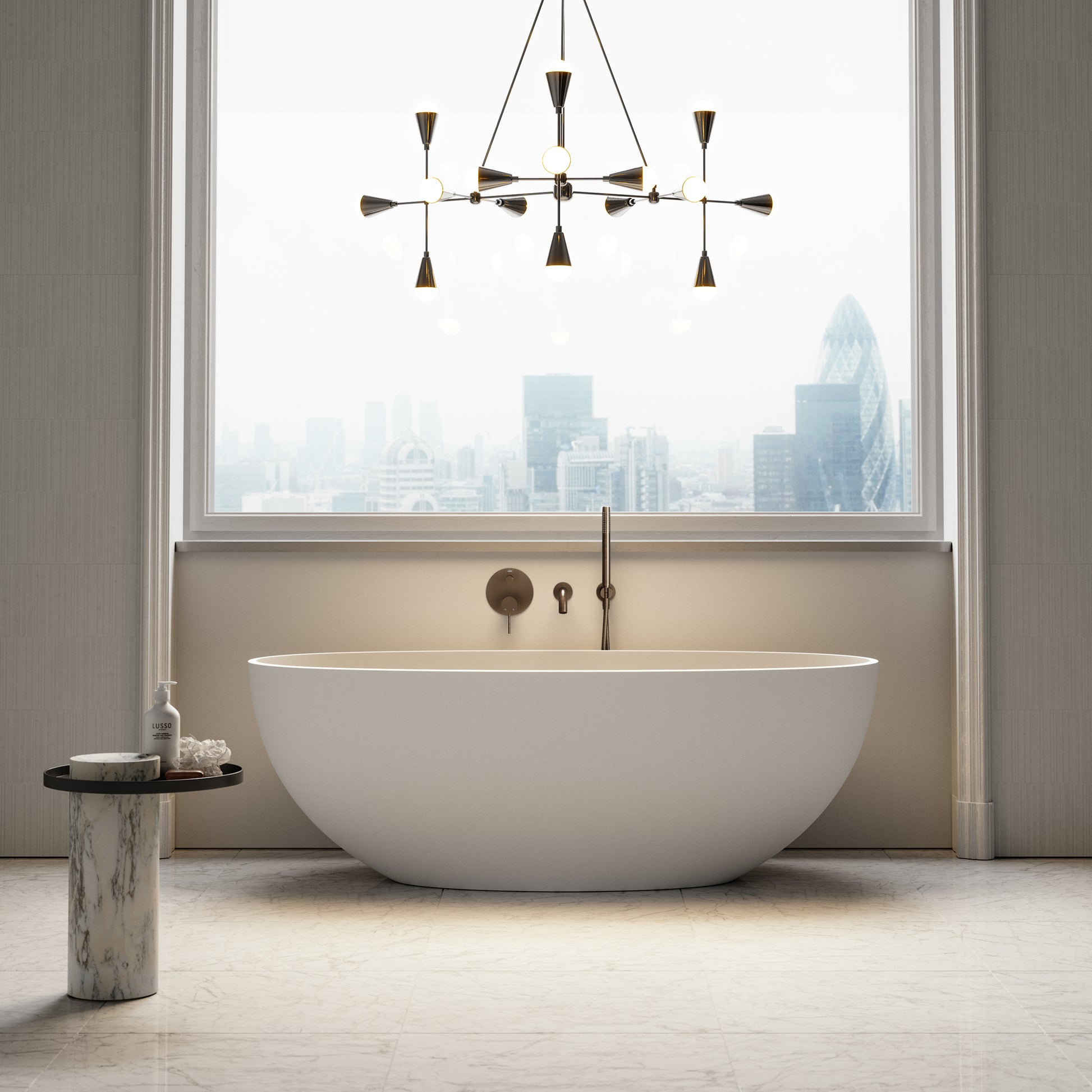 Luxe Brushed Bronze Wall Mounted Bath Shower Mixer Tap