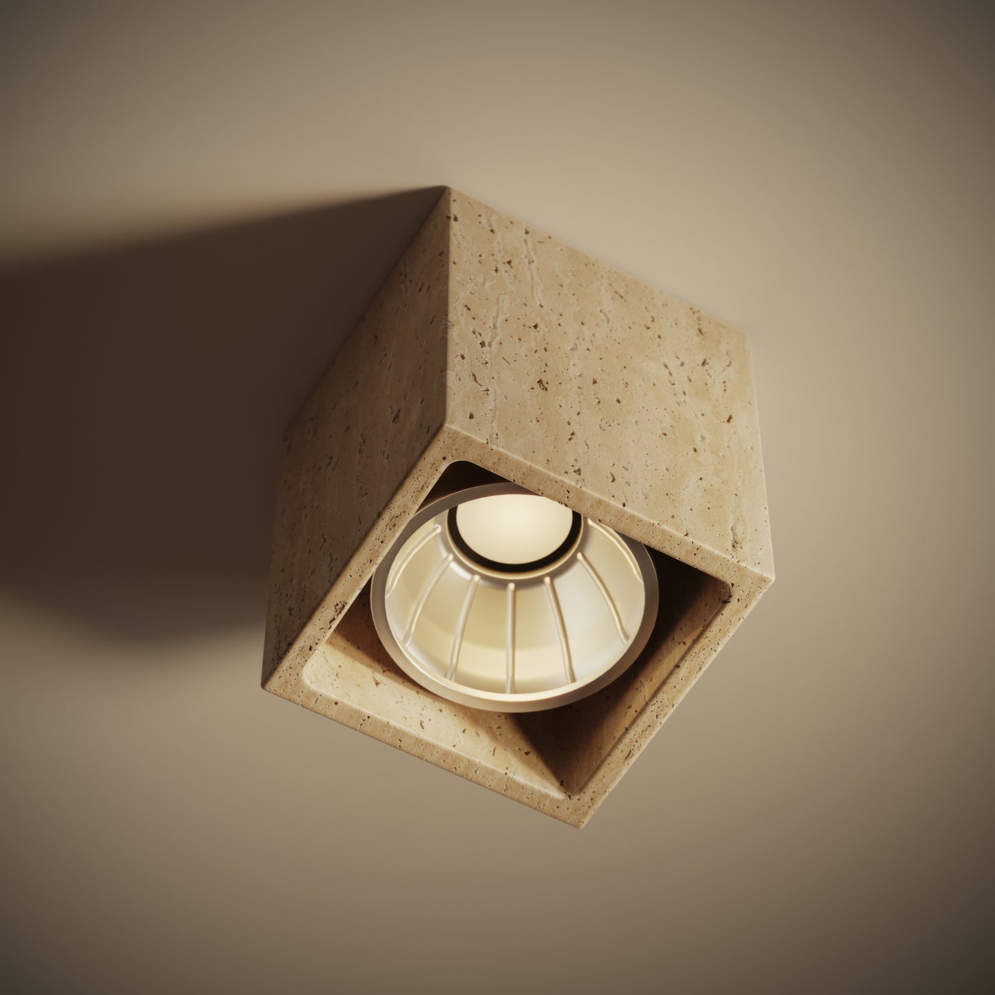 Mastro Travertine Square Ceiling Light 100mm