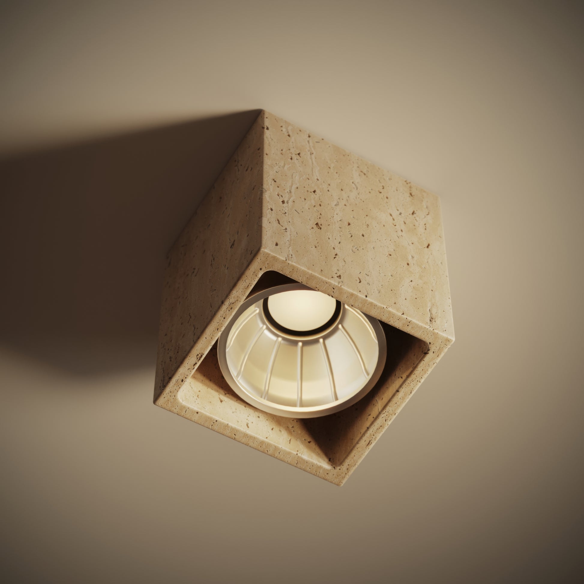Mastro Travertine Square Ceiling Light 100mm