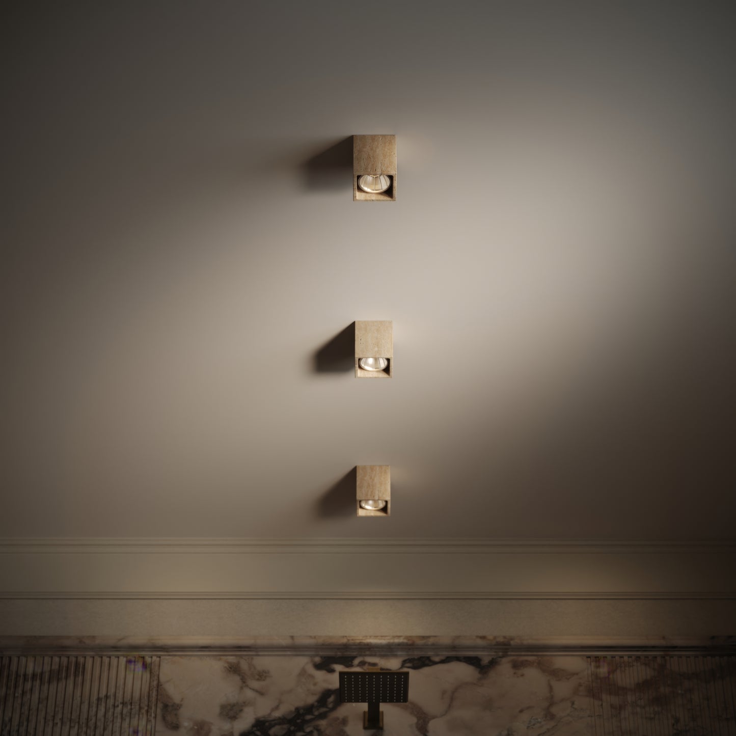 Mastro Travertine Square Ceiling Light 100mm
