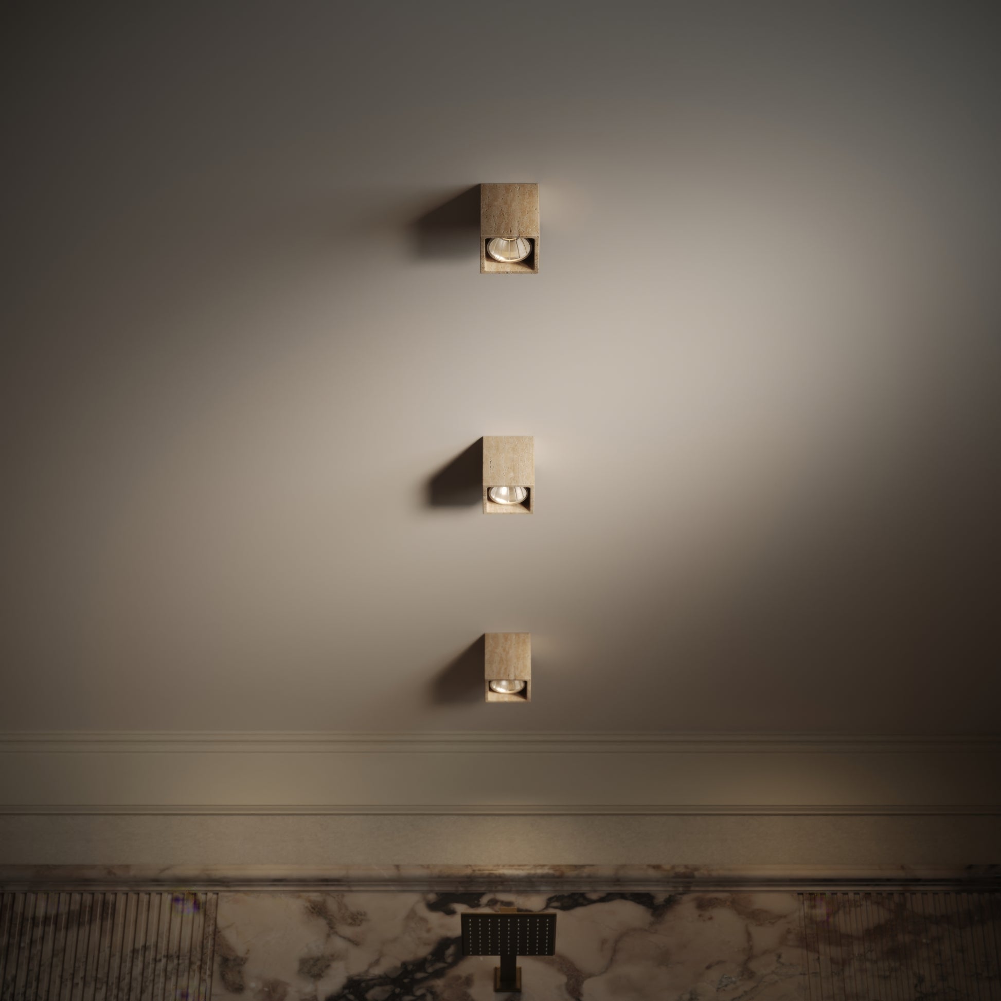 Mastro Travertine Square Ceiling Light 100mm