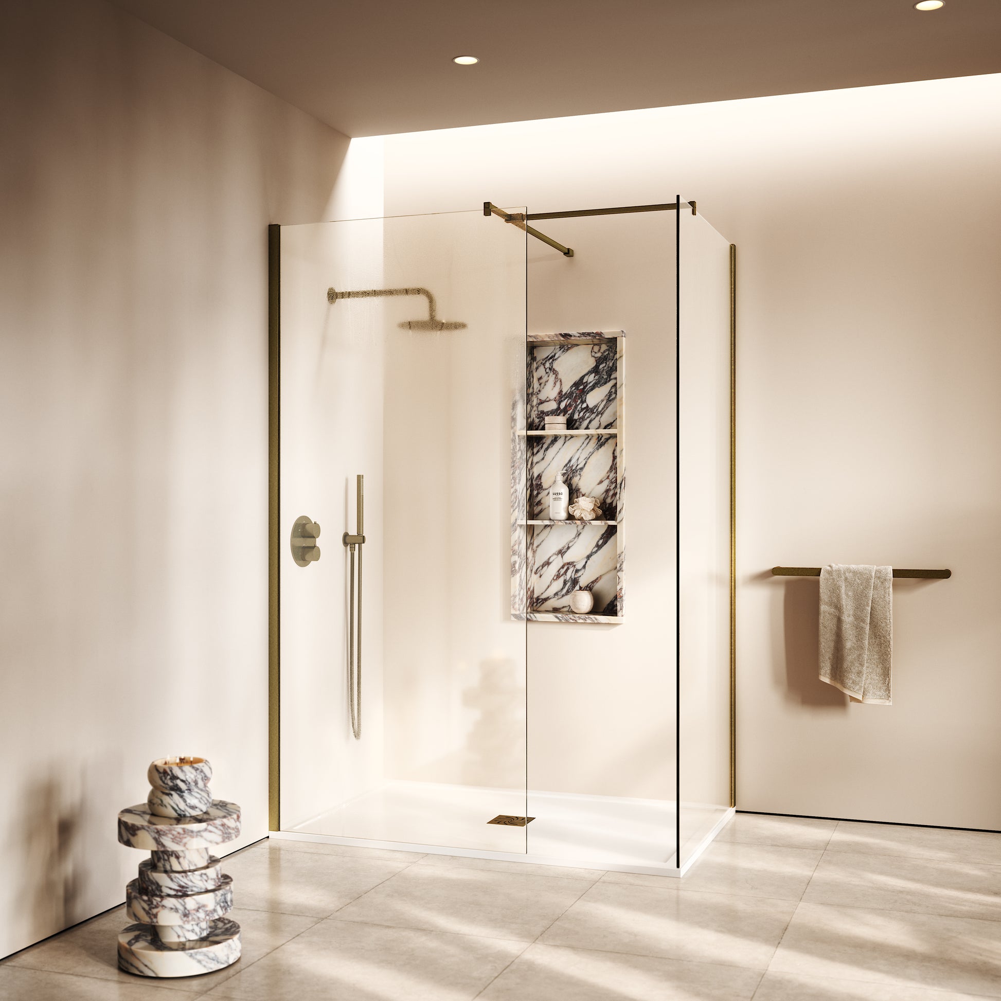 Modular Aged Bronze Complete Walk In Shower Enclosure - KIT B - All Sizes