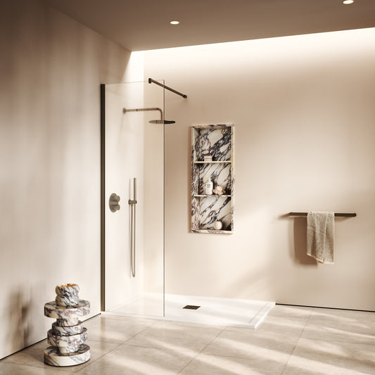 Modular Brushed Bronze Complete Walk In Shower Enclosure - KIT A - All Sizes