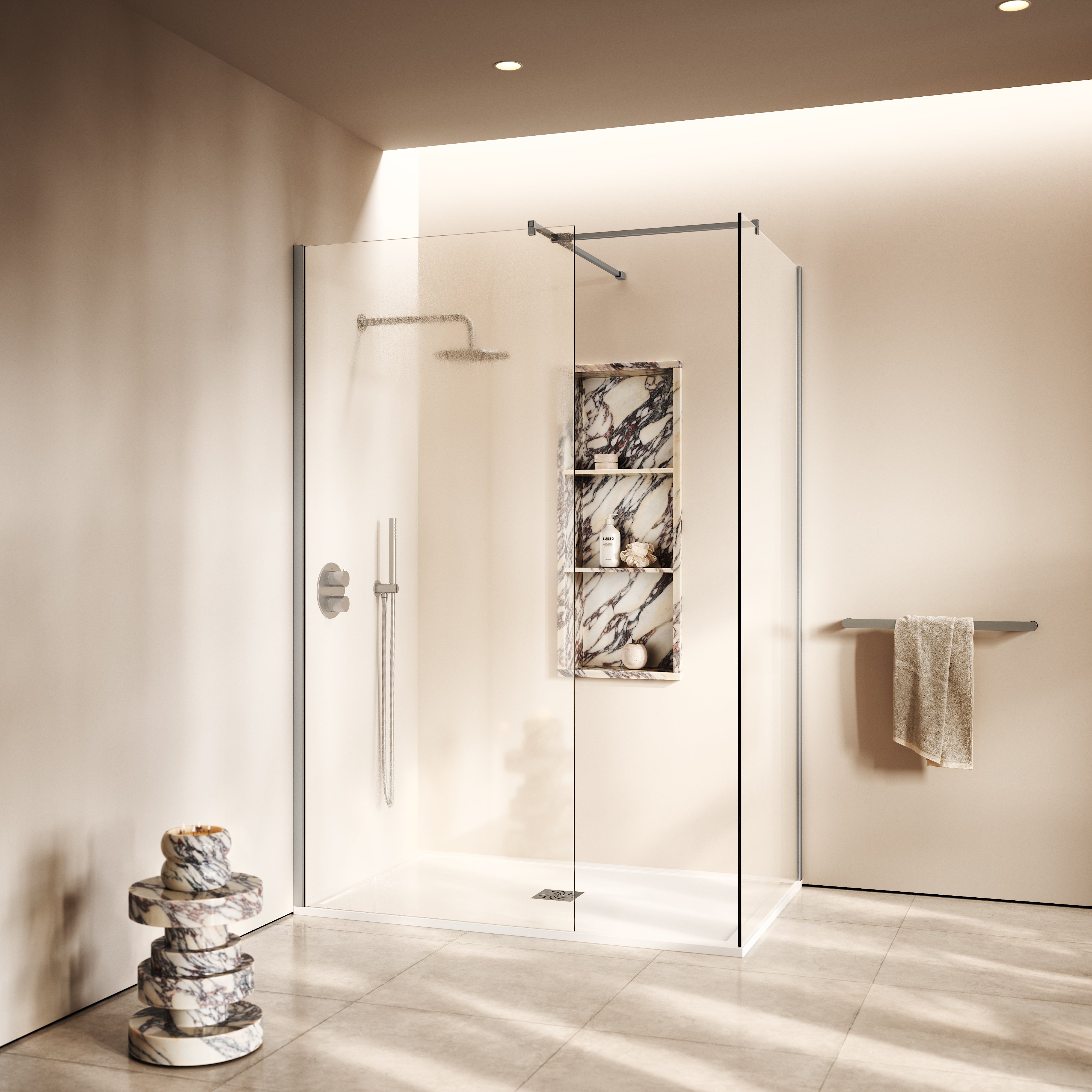 Modular Complete Walk In Shower Enclosure Brushed Stainless - KIT B ...