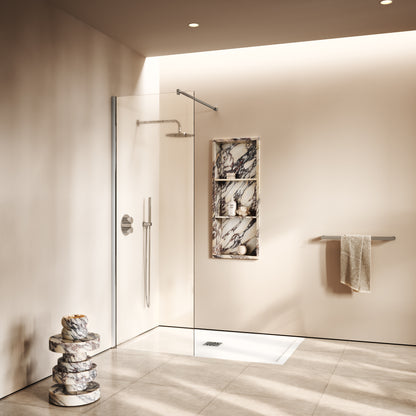 Modular Chrome Complete Walk In Shower Enclosure - KIT A - All Sizes
