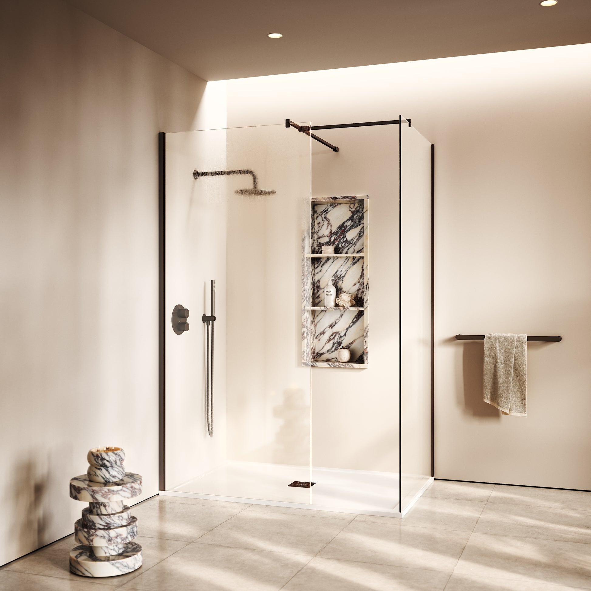 Modular Deep Bronze Complete Walk In Shower Enclosure - KIT B - All Sizes