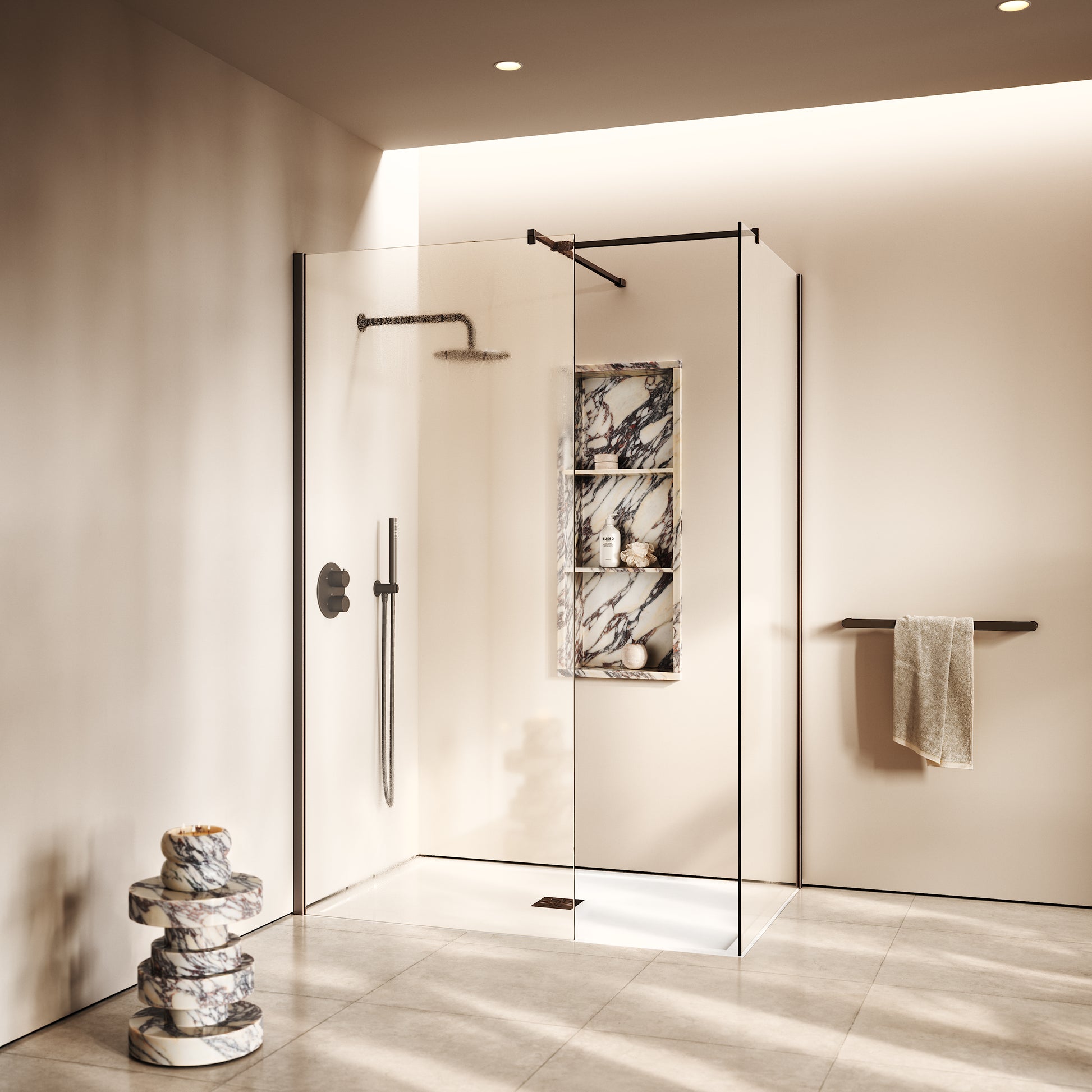 Modular Deep Bronze Complete Walk In Shower Enclosure - KIT B - All Sizes