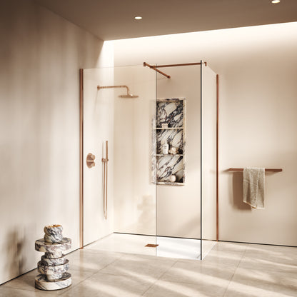 Modular Rose Gold Complete Walk In Shower Enclosure - KIT B - All Sizes