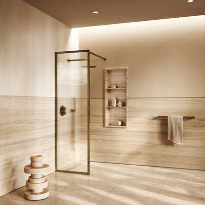 Opulence Fluted Glass Aged Bronze Shower Screen