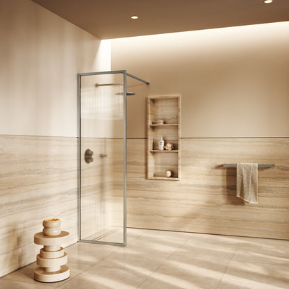 Opulence Fluted Glass Brushed Stainless Shower Screen