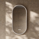 Cheval Velvet Beige Oval Mirror with LED and Demister 450mm