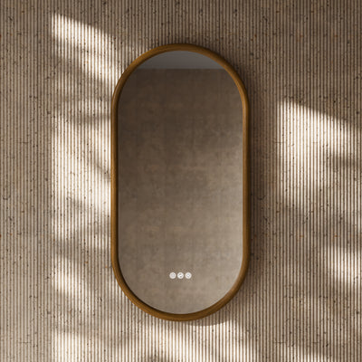 Cheval Honey Oak Oval Mirror with LED and Demister 450mm