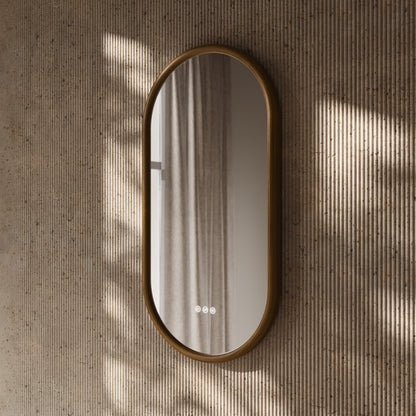 Cheval Honey Oak Oval Mirror with LED and Demister 450mm