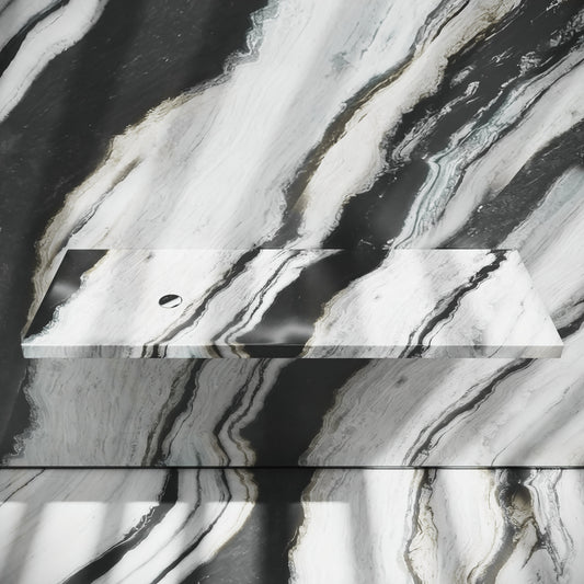 Levitare Panda Marble Ultra Thin Wall Mounted Basin 1200mm (Offset Waste)