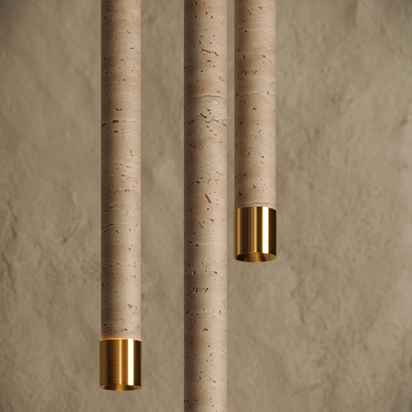 Perla Travertine & Brushed Gold Hanging Pendant Light 700mm