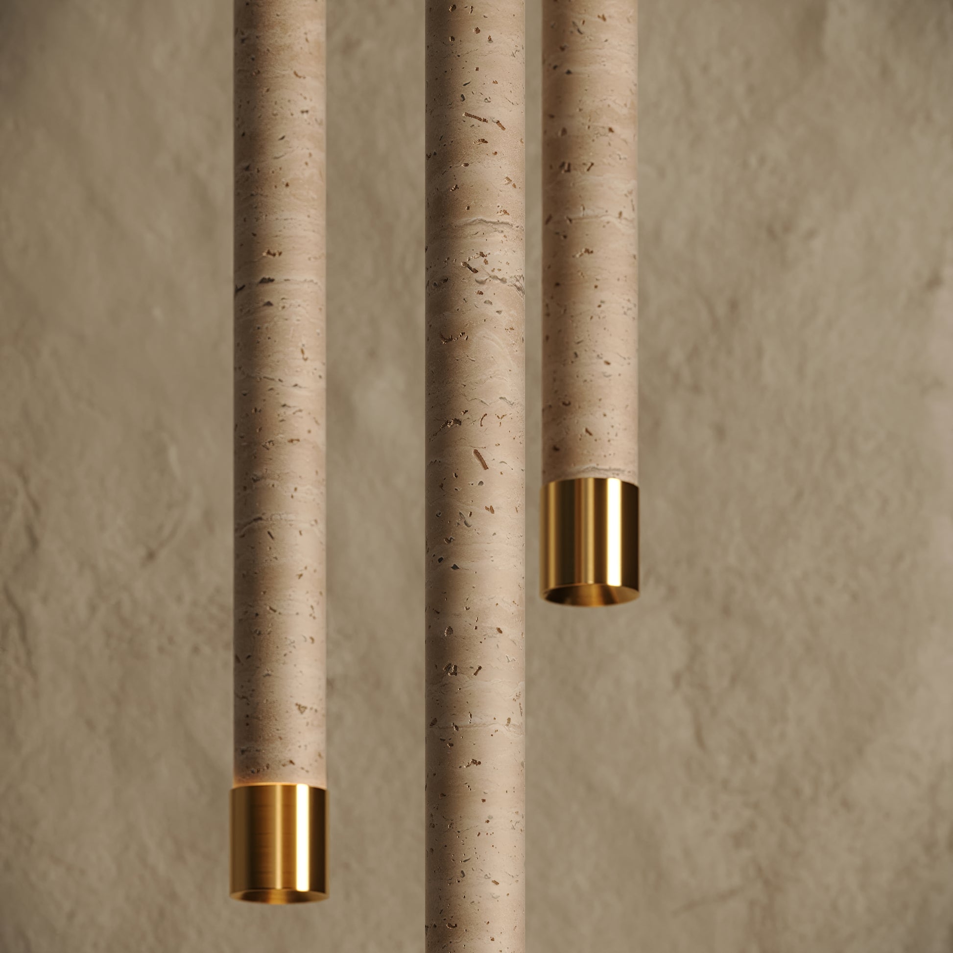 Perla Travertine & Brushed Gold Hanging Pendant Light 700mm