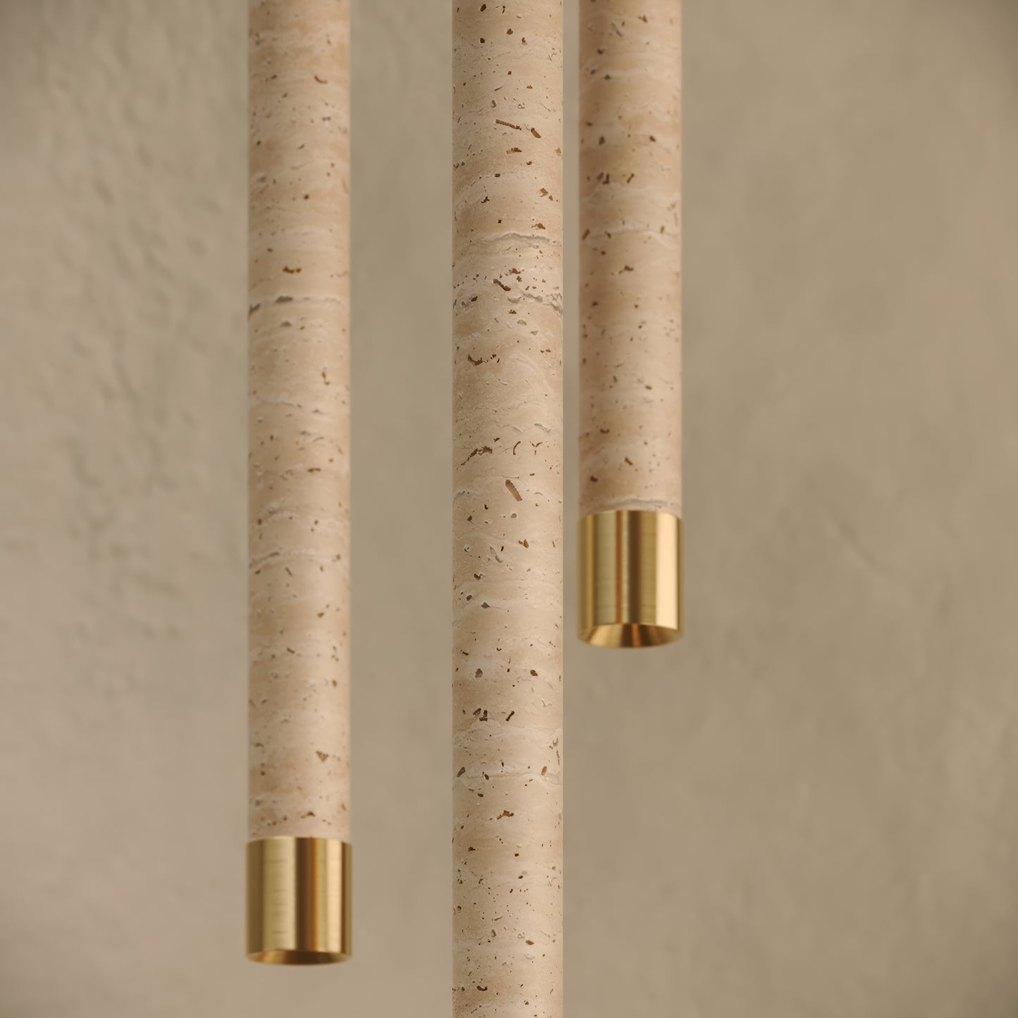 Perla Travertine & Brushed Gold IP65 Hanging Pendant Light 700mm