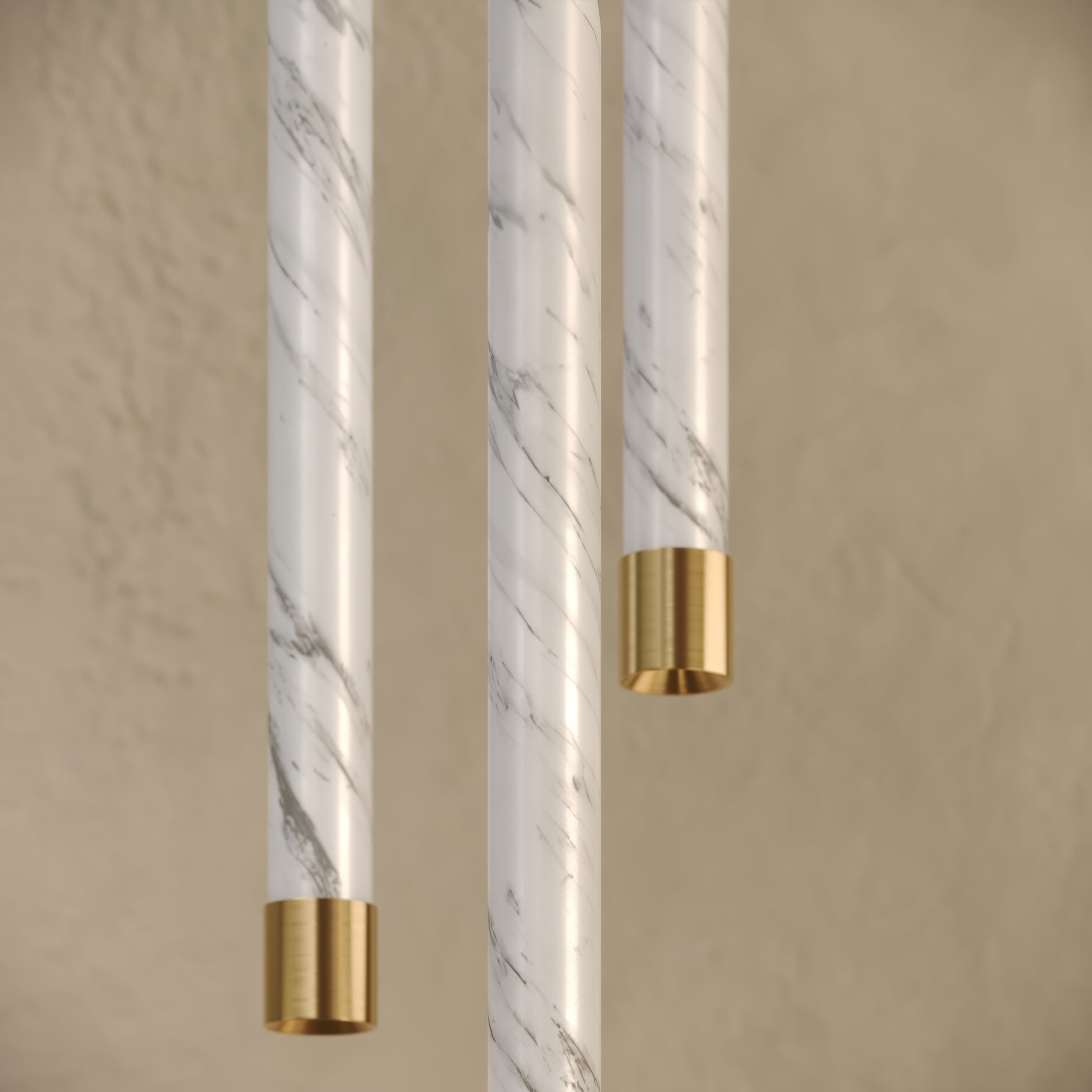 Perla Volakas Marble & Brushed Gold IP65 Hanging Pendant Light 700mm