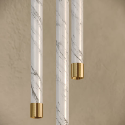 Perla Volakas Marble & Brushed Gold IP65 Hanging Pendant Light 700mm