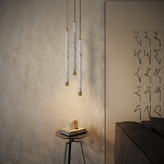 Perla Volakas & Brushed Gold Hanging Pendant Light 700mm