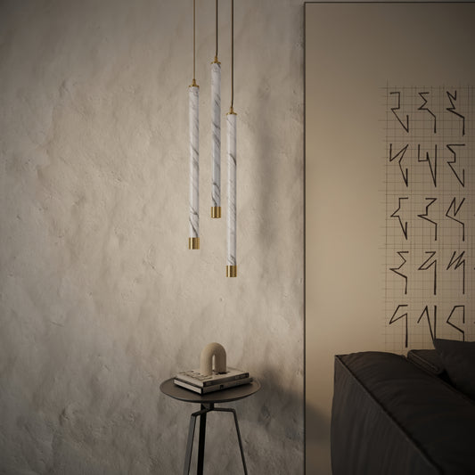 Perla Volakas & Brushed Gold Hanging Pendant Light 700mm