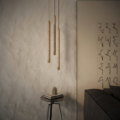 Perla Travertine & Brushed Gold Hanging Pendant Light 700mm