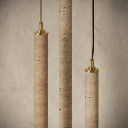 Perla Travertine & Brushed Gold Hanging Pendant Light 700mm