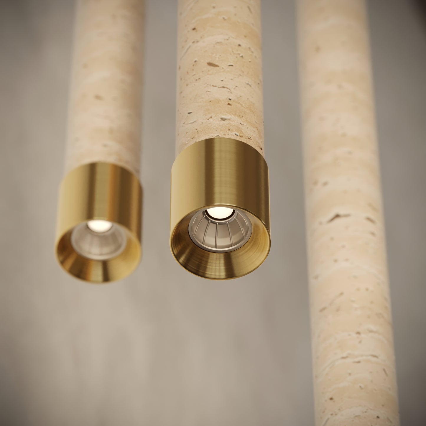 Perla Travertine & Brushed Gold Hanging Pendant Light 700mm