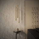 Perla Travertine & Brushed Gold IP65 Hanging Pendant Light 700mm