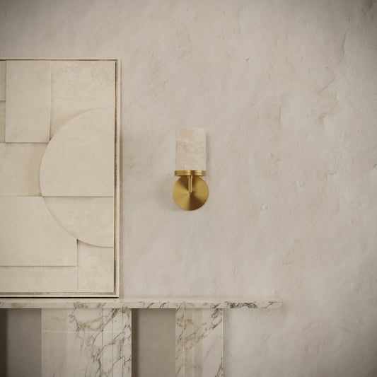 Riflesso Alabaster Wall Sconce Light Brushed Gold 260mm