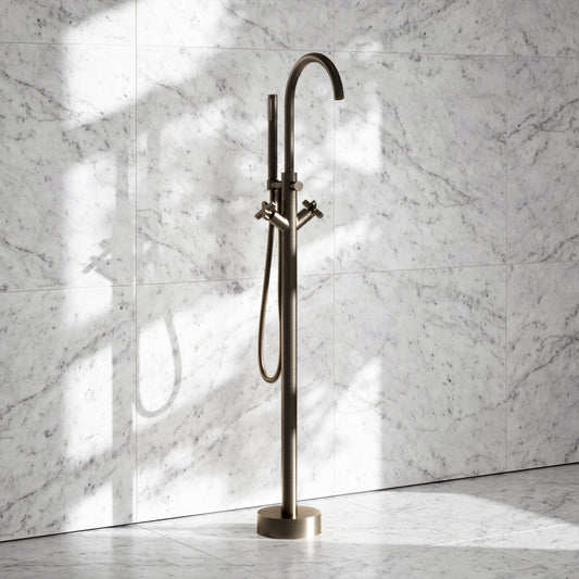 Regal Brushed Bronze Crosshead Floorstanding Bath Shower Filler Tap