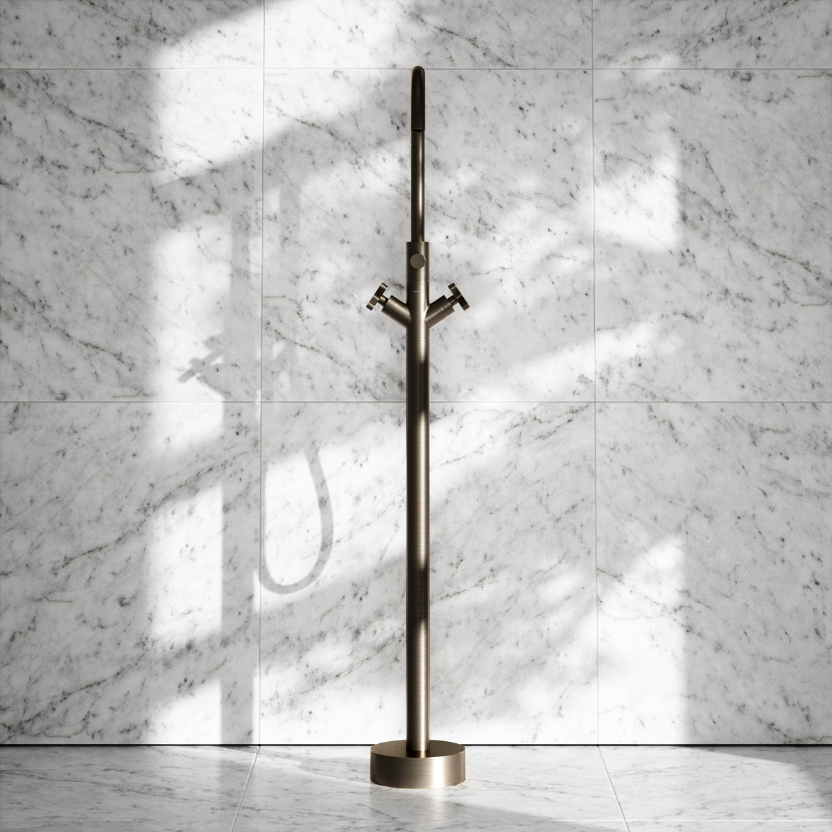 Regal Brushed Bronze Crosshead Floorstanding Bath Shower Filler Tap