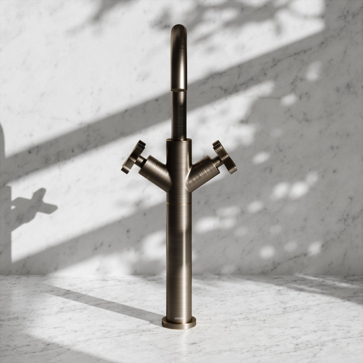 Regal Brushed Bronze Crosshead Tall Basin Mixer Tap