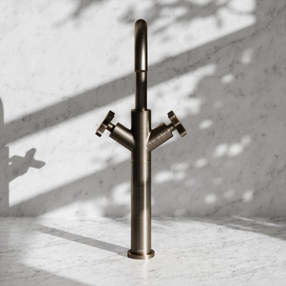 Regal Brushed Bronze Crosshead Tall Basin Mixer Tap