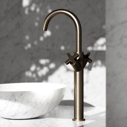 Regal Brushed Bronze Crosshead Tall Basin Mixer Tap